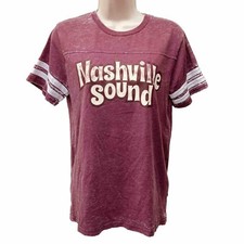 Midnight Rider Anthropologie S Nashville Sound Tee Striped Sleeve USA Made • VG‼