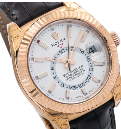 ROLEX SKY-DWELLER ROSE GOLD WATCH 