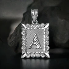 Sterling Silver Filigree Alphabet Initial A-Z Personalized Charm Pendant (S/M/L)