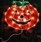 Vtg Halloween Plastic Pumpkin Window Door Lighted Decor spooky Approx 30 Lights