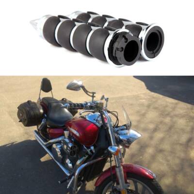 1” Motorcycle Handlebar Grips For Honda Shadow, VTX, Harley, Yamaha & More – Black CNC/Aluminum