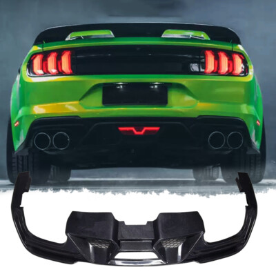 GT500 Style Black Rear Bumper Lip Quad Tips Diffuser For 18-22 Ford Mustang 