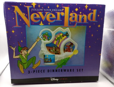 Follow Your Dreams Neverland Peter Pan 3 Piece Childs Dinnerwear Set New In Box