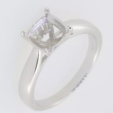 Cushion 7x7MM Wedding Cocktail Semi Mount Statement Ring Sterling Silver US 7