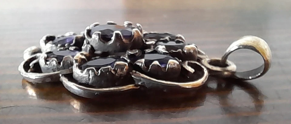 CIONDOLO PENDENTE VINTAGE AMETISTA NOVE PIETRE #ARMONIA# ARGENTONE DONNA - Immagine 2 di 4