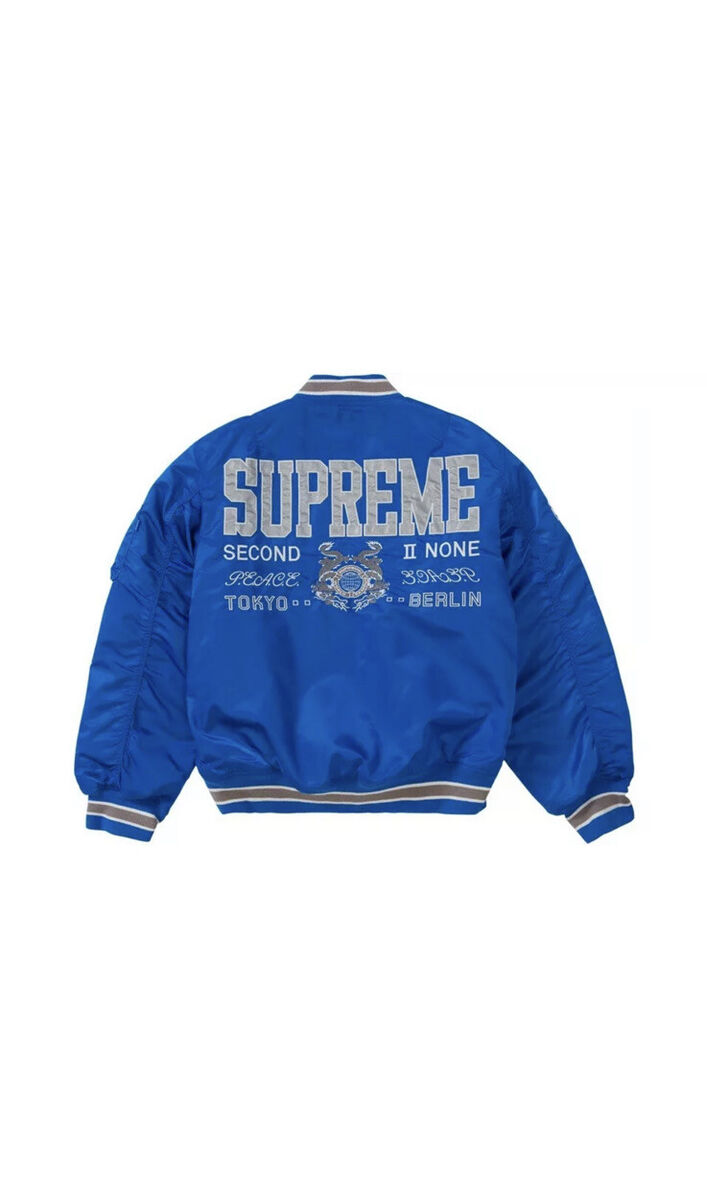 Supreme Second To None MA-1 Jacket Blue Size M SS22 Brand Supreme Second To None MA-1 Jacket Blue Size M SS22 Brand