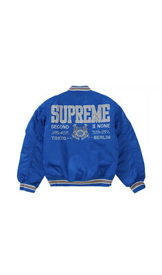 Supreme Second To None MA-1 Jacket Blue Size M SS22 Brand New 