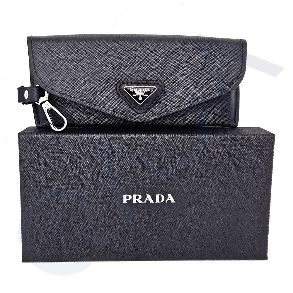 prada post-it case in black saffiano new