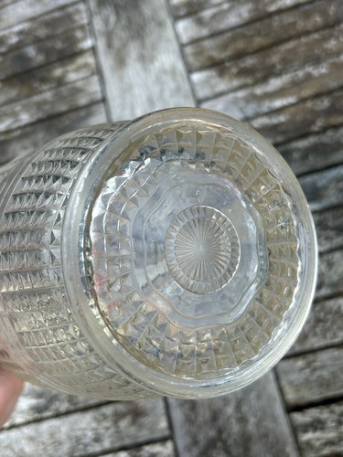 VINTAGE 1930s ART DECO geometric pattern clear glass jug lemonade water 1 litre - Picture 5 of 13