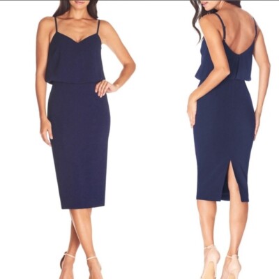 Dress The Population Navy Blue Alondra Blouson Sheath Dress Size X-Small  $149 | eBay