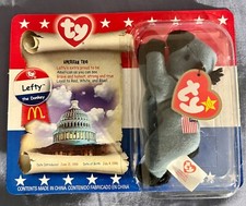 TY ORIGINAL Lefty The Donkey Beanie Baby **IN ORIGINAL PACKAGING Tag Errors Rare
