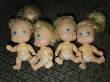 Vintage Tyco Quints Baby Dolls. Blonde Blue Eyes 1990 Lot of 5 Mini Dolls.