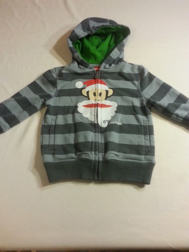 PAUL FRANK MONKEY KIDS 3T CHRISTMAS HOODED SWEATSHIRT BOYS GIRLS GRAY ZIPPER
