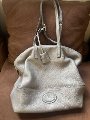 FENDI Selleria Leather Gray Bag Shoulder Tote Ladies | eBay