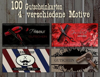 100 x Geschenkgutscheine MIX Friseur  Barber Shop Friseure