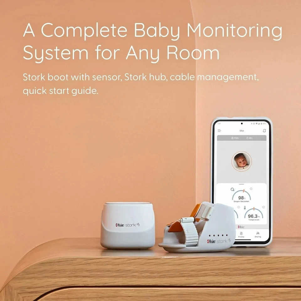 Sistema Inteligente de Monitoreo de Bebé Masimo Stork Vitals Incluye BOTA CÓMODA Nuevo Foto 3 de 4