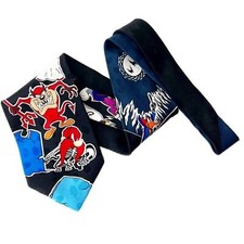 Vintage Looney Tunes Necktie 1995 Silk Bugs Bunny Taz Tweety Halloween Tie