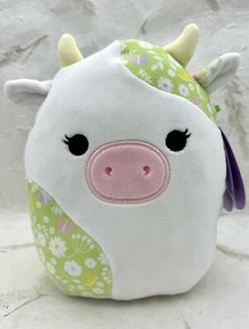 Image of Squishmallows Ada Cow Green Flower Pattern 8" Plush NEW 2024 Easter Spring