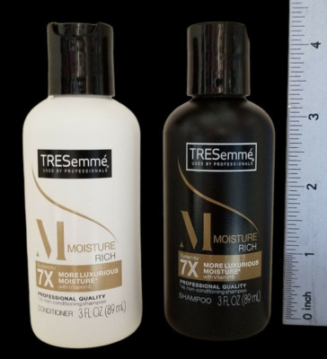 2 TRESemme MOISTURE RICH HAIR COMBO - Shampoo & Conditioner TRAVEL SIZE 3 fl oz