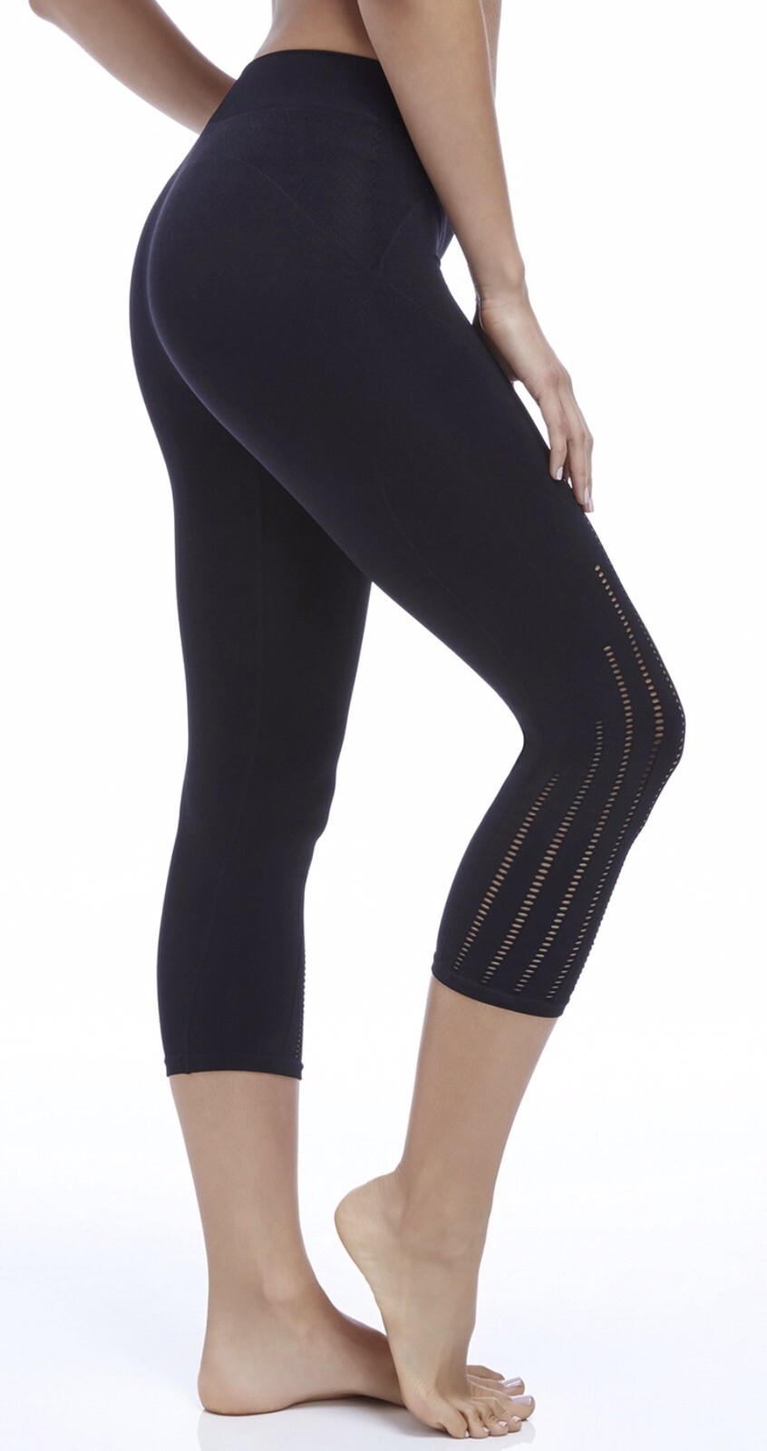 Fabletics Seamless Solid Capri Leggings Black Sz … - image 3