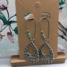 3" Silver-tone Earring Set Boho Retro Dangle Drop Hook New Free Ship 3102