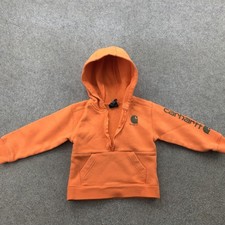 Carhartt Hoodie Toddler 3T Orange Half Zip Pullover Logo Fleece Sweatshirt