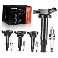 Set of 4 Ignition Coil Pack and Iridium Spark Plugs Compatible with Black