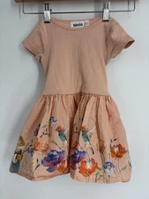 Molo Shirt Dress Girls Size 80 /12m Floral Rabbit Casual 1162
