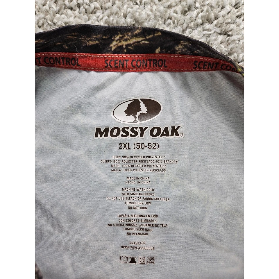 Mossy Oak 2XL Mens Long Sleeve Camo Hunting Shirt Scent Control Active Top - Image 4 of 4