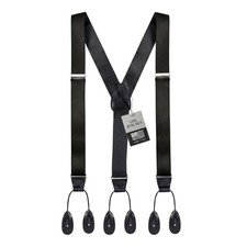 Tuxedo Suspenders Formal Black 100 Silk Made in USA Button Suspenders for Me...