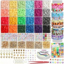 6000 PCS Clay Beads Bracelet Making Kit,24 Color DIY Flat Preppy Beads