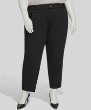Calvin Klein Women's Black Pleat-Front Cropped Ankle Pants Plus Sz 14W