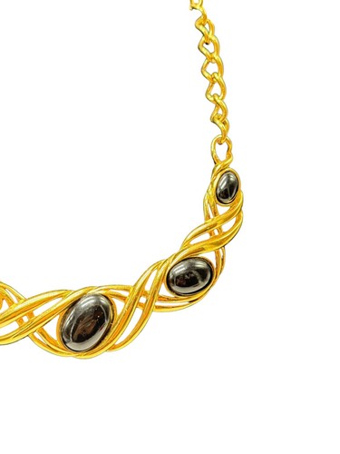 Vintage Monet 16” Golden Swirl Statement Necklace - Picture 3 of 9
