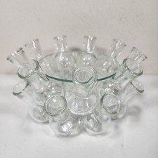 VTG MCM Plant Propagation Station Glass 18 Bud Vase Cluster Ring w/ Glass Shelf