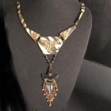 Egyptian Revival Celluoid/plastic Jointed Necklace With Drop