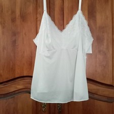 DIXIE BELLE White Cami 46 Camisole NWT Lace Trim 4X Adjustable Slinky NEW