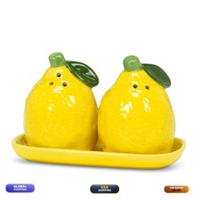 Abbott Collection Lemon Salt & Pepper Shaker Set On Tray 27-LEMONADE-SP
