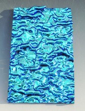 CBS Dichroic Glass coe 90 Pink Teal Ripple on black 2 1/4 x3 1/2