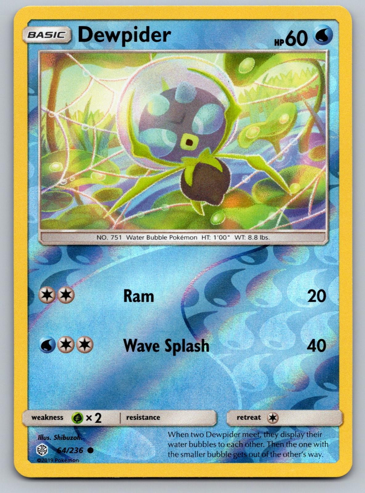 Dewpider 64/236 Common Cosmic Eclipse Pokemon Reverse Holo Lightly Played