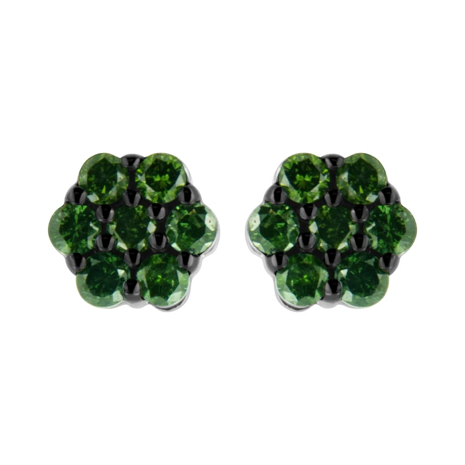 Pendientes de diamantes tratados en color en plata de ley Foto 2 de 4