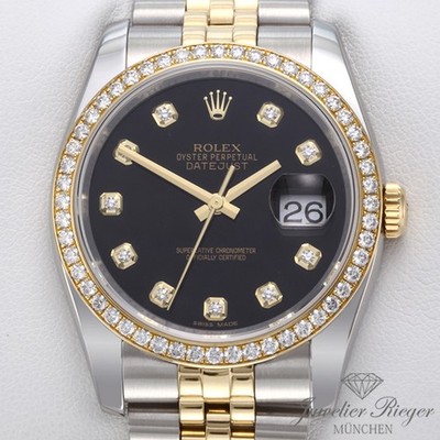 Rolex Datejust 36 mm 116243 2012 Stahl Gelbgold 750 Diamanten Automatik Gold