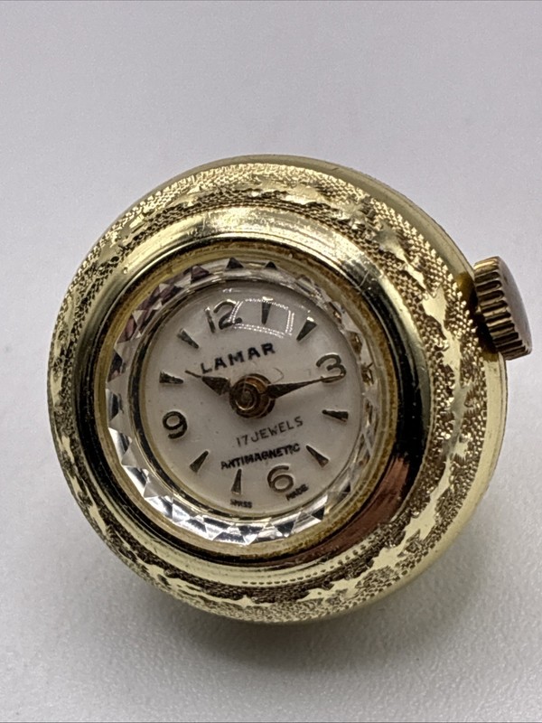 Vintage Lamar 17 Jewels Ball Pendant Watch Swiss Made Mechanical Wind Up Running
