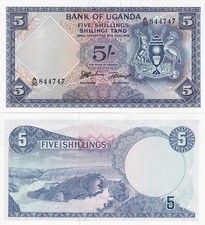 Uganda _ 5 Shillings 1966 UNC P. 1 Lemberg-Zp