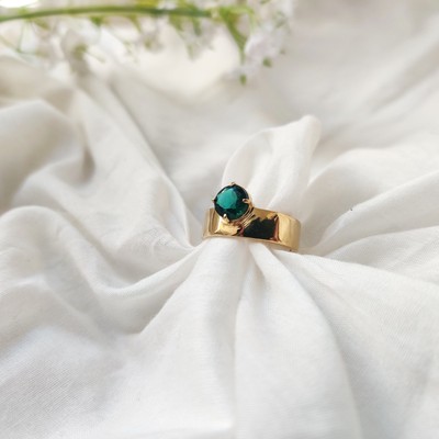 925 silver emerald ring vintage antique Handmade Size 7