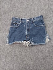 Vtg Jordache Denim Shorts Womens 28x2" Cut Off Distressed Horse Head Embroidered