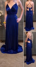 B. Darlin Royal Blue Formal Gown Size 1/2 Junior Prom Dress Side Cutout Ruched