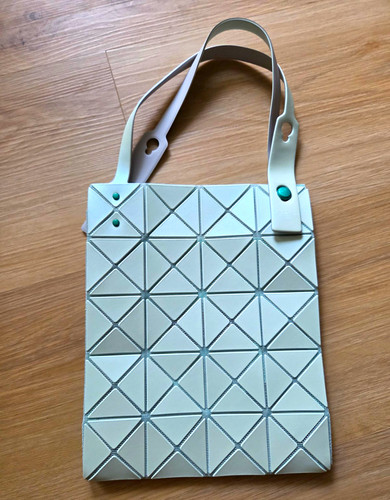 BAO BAO ISSEY MIYAKE Matte Green Geometric Tote Top Handle Zip Closure Women