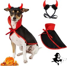 Halloween Large Dog Costume 2PACK Cute Cat Cosplay Devil Hat Large, Black