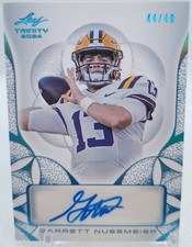 Garrett Nussmeier 2024 Leaf Trinity Blue Rookie RC Auto 44/49 LSU