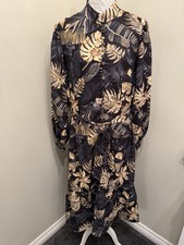 RAISHMA STUDIO LADIES BLACK LEAF PRINT MAXI DRESS UK SIZE 20 BNWT